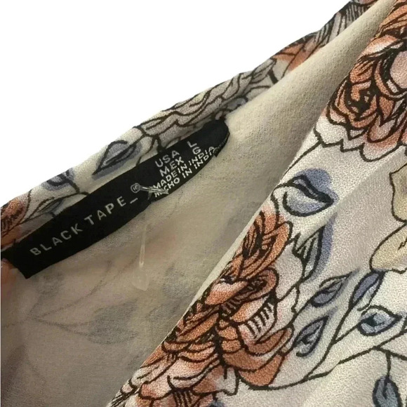 BLACK tape floral wrap summer dress with one tie sleeve - Picture 3 of 5